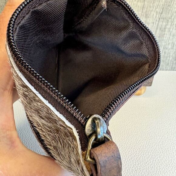 Double Zip Pouch Genuine Cow Hide & Leather Wallet NeW FAST SHIP - Picture 3 of 3